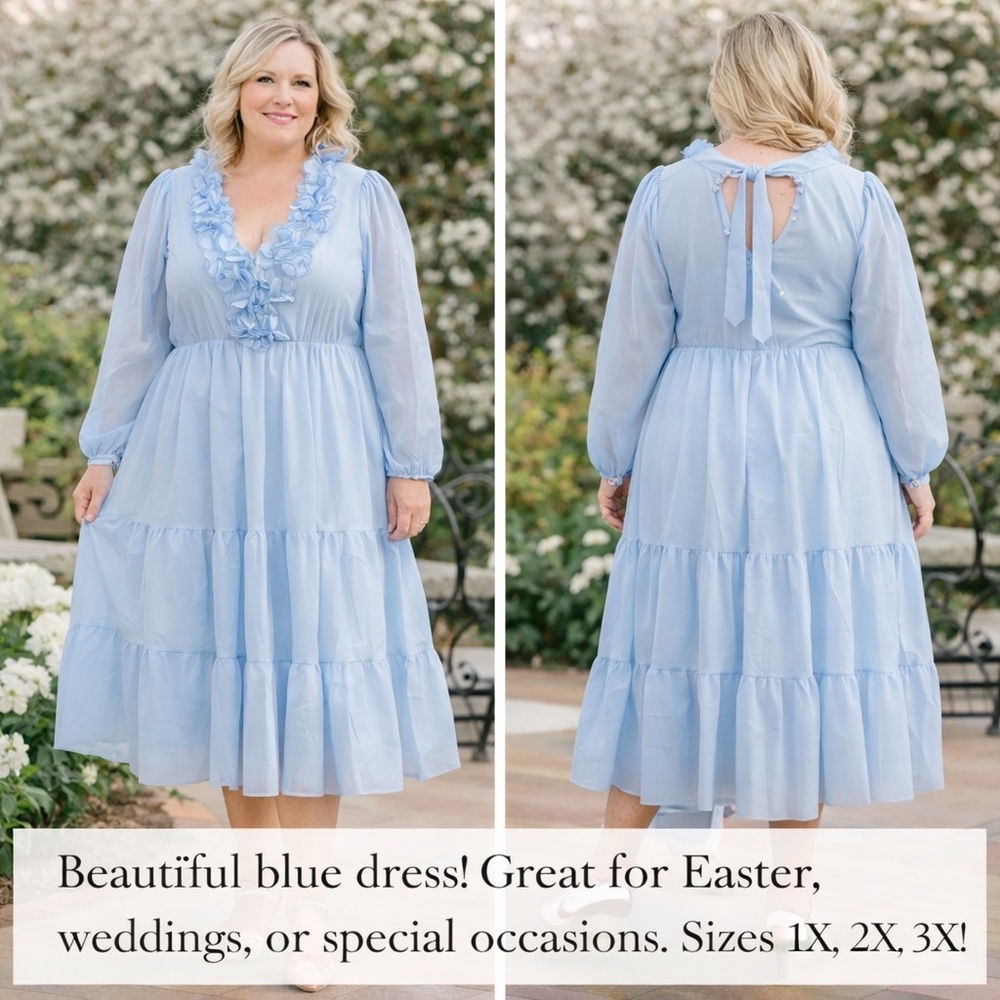 Elegant Easter Blue Boutique Ruffle Dress